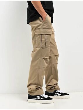 Empyre Kids Loose Fit Khaki Cargo Skate Pants Sz 26 Old school y2k logo